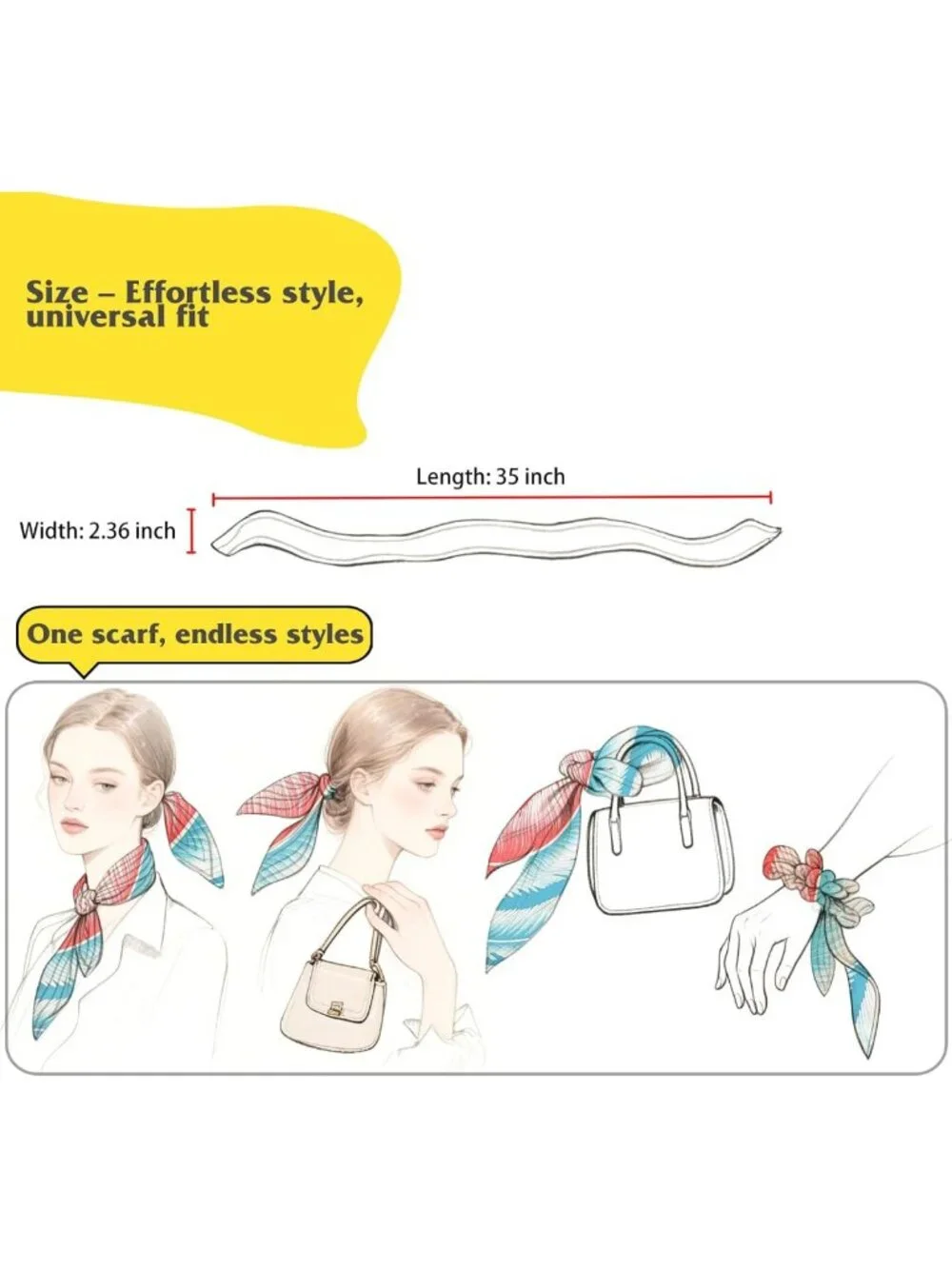 Lightweight Silk Hair Scarves for Women - 4/40 Pcs Headbands & Bag Accessories